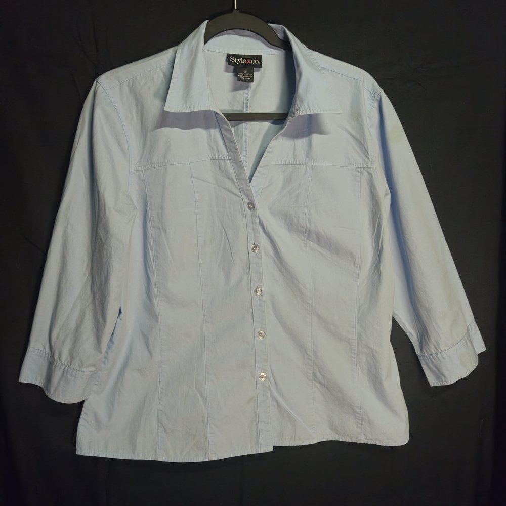 Style & Co Sky Blue Cotton Shirt